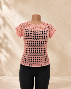 Blush Rose Crochet Tee