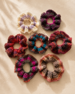 Crochet Petal Scrunchie Set